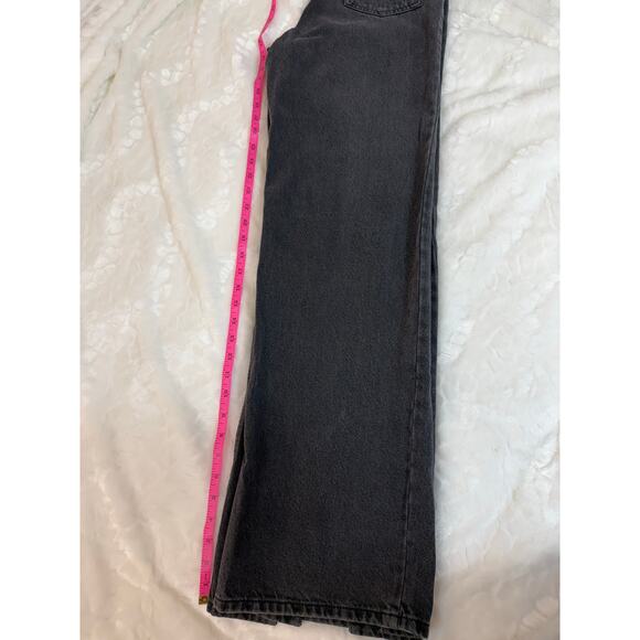 Pac Sun 90s Boyfriend High Rise Washed Black Denim Jeans Split Front Wide Leg 27 - Picture 14 of 15